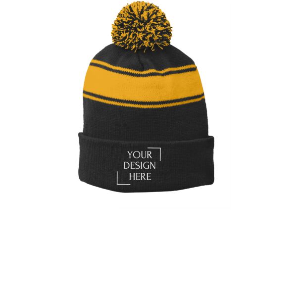 Stripe Pom Pom Beanie - $7.99 Thumbnail
