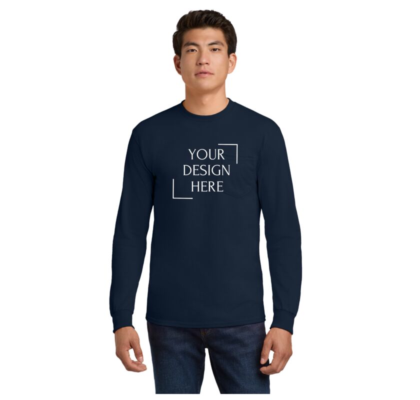 Ultra Cotton ® 100% US Cotton Long Sleeve T Shirt with Pocket Thumbnail