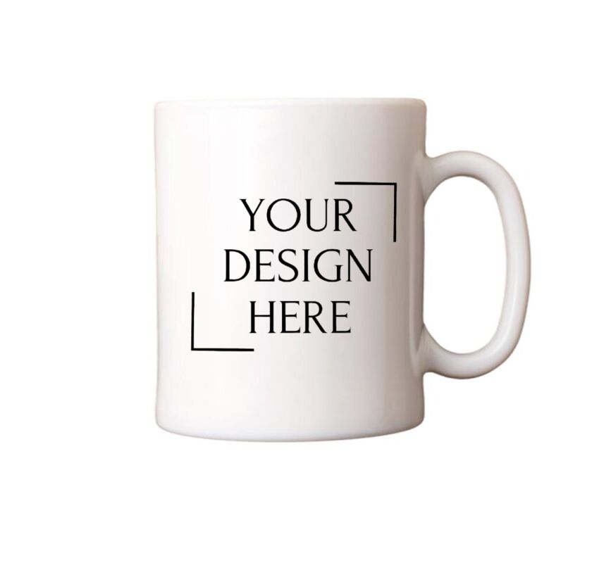 White Ceramic 11 Oz Coffee Mug with Custom Logo or Text Thumbnail