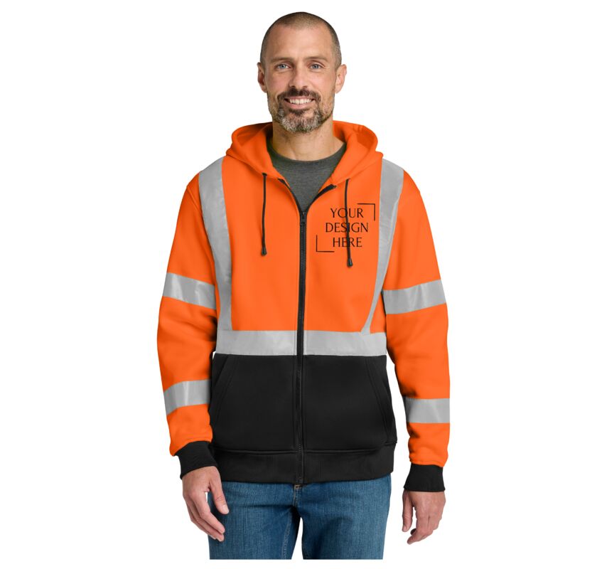 A107 Class 3 Heavy Duty Fleece Full Zip Hoodie Thumbnail