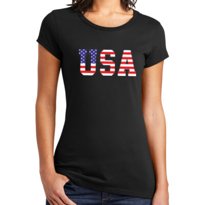  USA National American Flag - 4th of July - Independence Day Women's 100% Cotton T-Shirt Thumbnail