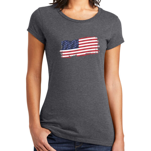 USA National American Flag - 4th of July - USA Patriotic Women's 100% Cotton T-Shirt Thumbnail