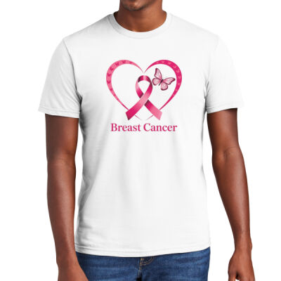 Hope & Strength – White Ribbon Butterfly Heart Unisex Breast Cancer Awareness Tee Thumbnail