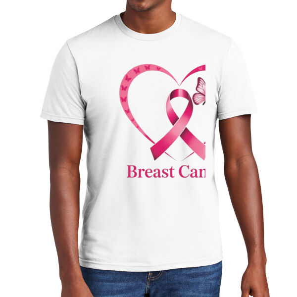 Hope & Strength – White Ribbon Butterfly Heart Unisex Breast Cancer Awareness Tee Thumbnail