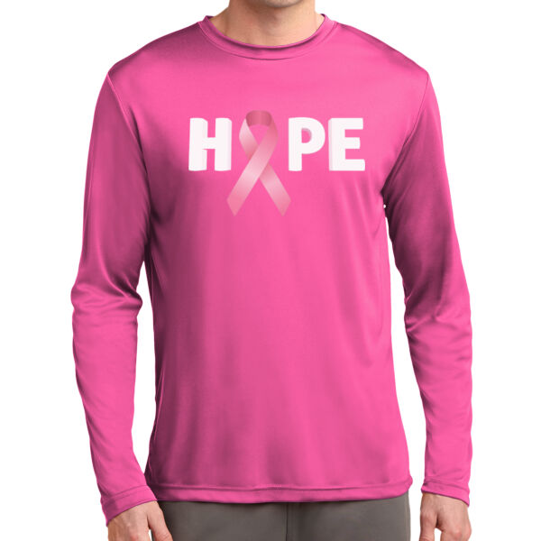 Hope Ribbon Design Pink Unisex Long Sleeve T-Shirt – Breast Cancer Awareness Tee Thumbnail