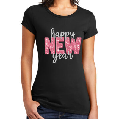 Women's Cute Pink Party Tee for New Year’s Eve. Thumbnail