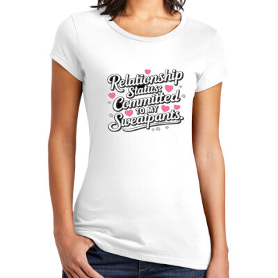 Women's Funny Valentines Day T Shirt   – “Relationship Status: Committed to My Sweatpants” Thumbnail