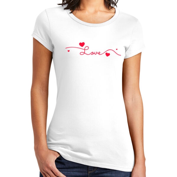 Women’s Love Valentine T-Shirt, Minimal Heart Graphic Tee, Romantic Gift for Her. Thumbnail