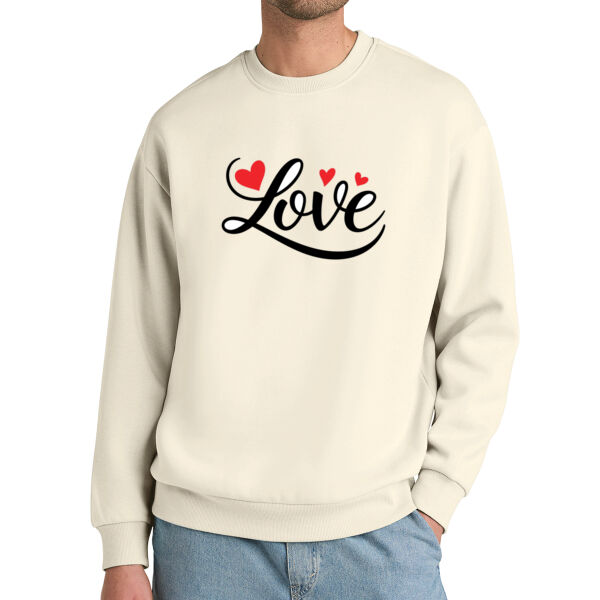 Unisex Love Sweatshirt, Valentine Crewneck with Heart Print, Minimal Love Graphic Pullover Thumbnail