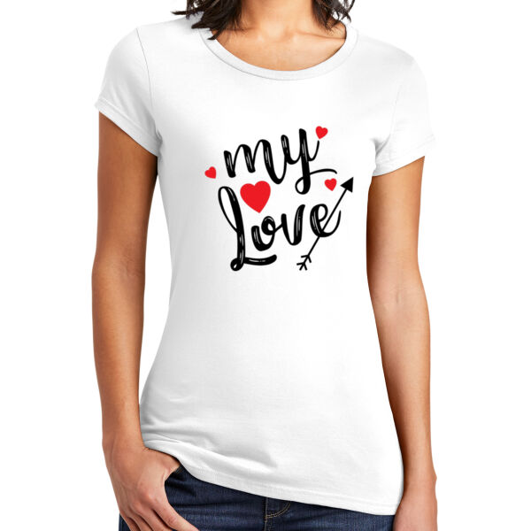 Women’s My Love Heart Graphic Valentine T-Shirt, Romantic Gift for Her Thumbnail