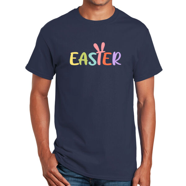 Happy Easter Vibes|Best Easter|Bunny Ears|Vintage Spring Rabbit & Eggs|Short Sleeve Cotton Tee for Unisex Thumbnail
