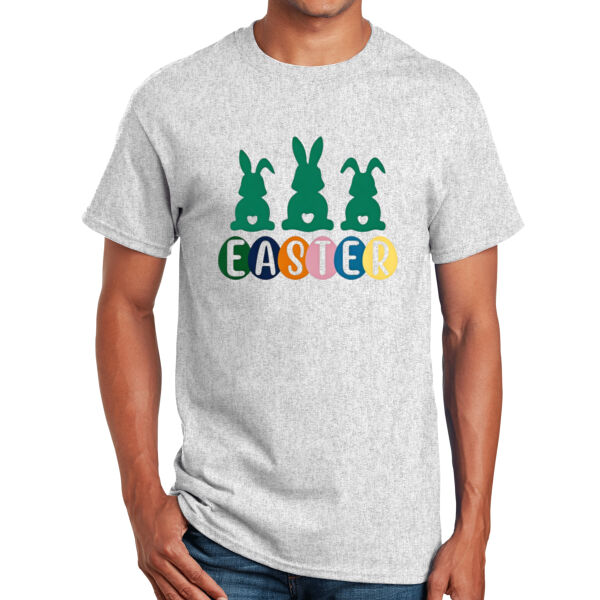 Happy Easter Vibes|Best Easter|Bunny Ears|Vintage Spring Rabbit & Eggs|Short Sleeve Cotton Tee for Unisex Thumbnail