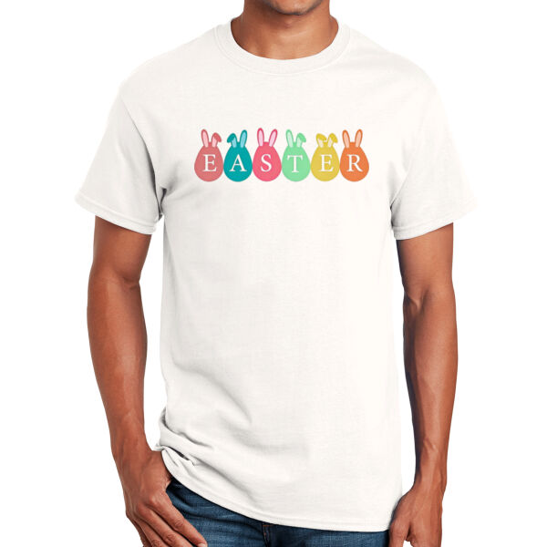 Happy Easter Vibes|Best Easter|Bunny Ears|Vintage Spring Rabbit & Eggs|Short Sleeve Cotton Tee for Unisex Thumbnail