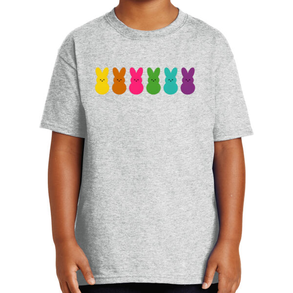 Happy Easter Vibes|Bunny Squad|Vintage Spring Rabbit & Eggs|Short Sleeve Cotton Tee for Youth Thumbnail