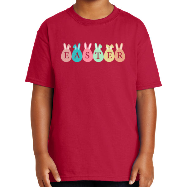 Happy Easter Vibes|Bunny Squad|Vintage Spring Rabbit & Eggs|Short Sleeve Cotton Tee for Youth Thumbnail