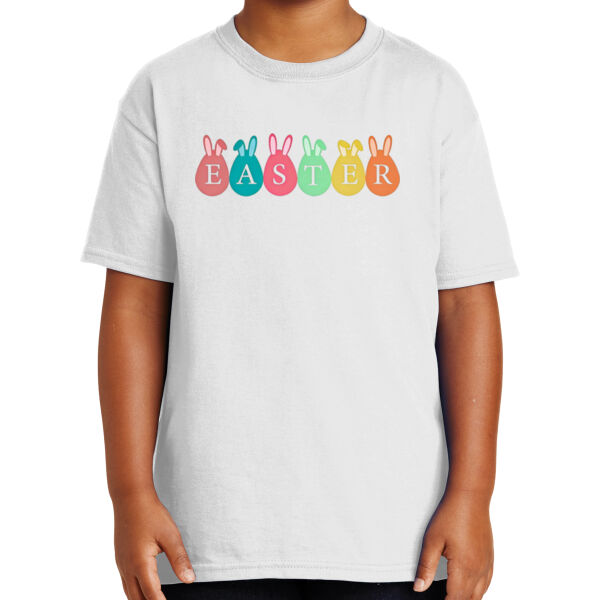 Happy Easter Vibes|Bunny Squad|Vintage Spring Rabbit & Eggs|Short Sleeve Cotton Tee for Youth Thumbnail