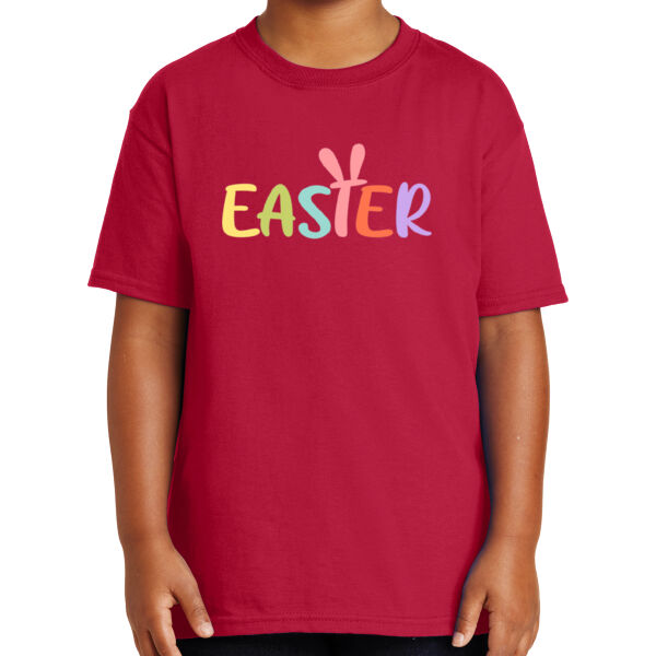 Happy Easter Vibes|Bunny Squad|Vintage Spring Rabbit & Eggs|Short Sleeve Cotton Tee for Youth Thumbnail