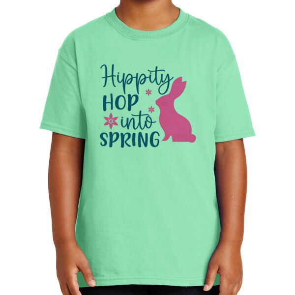 Happy Easter Vibes|Bunny Squad|Vintage Spring Rabbit & Eggs|Short Sleeve Cotton Tee for Youth Thumbnail