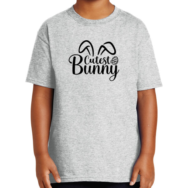 Happy Easter Vibes|Bunny Squad|Vintage Spring Rabbit & Eggs|Short Sleeve Cotton Tee for Youth Thumbnail
