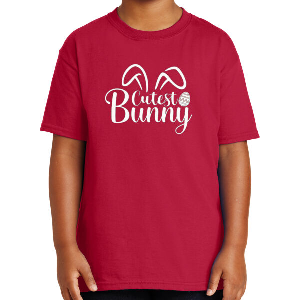Happy Easter Vibes|Bunny Squad|Vintage Spring Rabbit & Eggs|Short Sleeve Cotton Tee for Youth Thumbnail