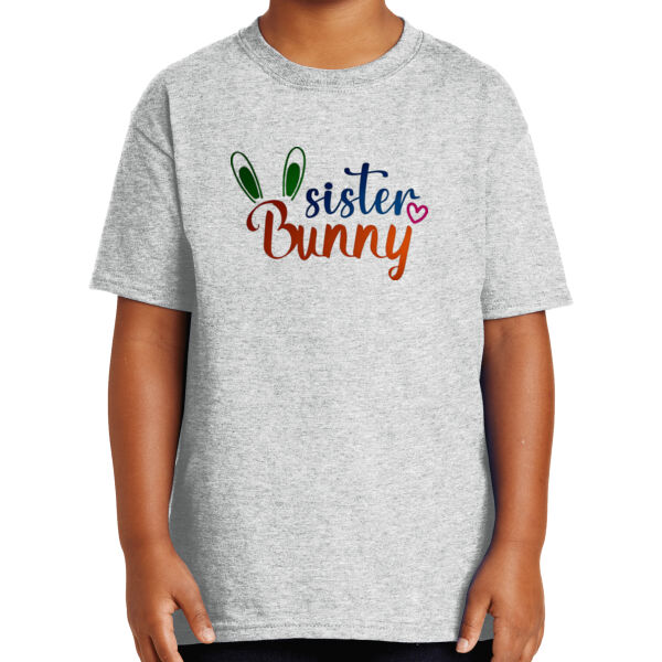 Happy Easter Vibes|Bunny Squad|Vintage Spring Rabbit & Eggs|Short Sleeve Cotton Tee for Youth Thumbnail