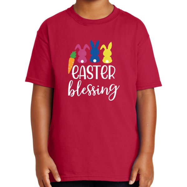 Happy Easter Vibes|Bunny Squad|Vintage Spring Rabbit & Eggs|Short Sleeve Cotton Tee for Youth Thumbnail