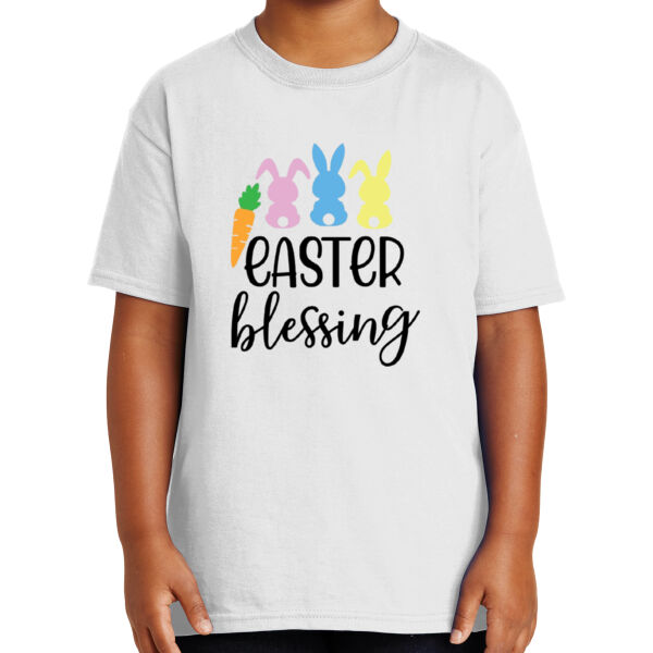 Happy Easter Vibes|Bunny Squad|Vintage Spring Rabbit & Eggs|Short Sleeve Cotton Tee for Youth Thumbnail