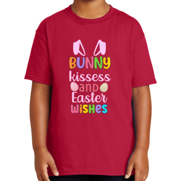 Happy Easter Vibes|Bunny Squad|Vintage Spring Rabbit & Eggs|Short Sleeve Cotton Tee for Youth Thumbnail