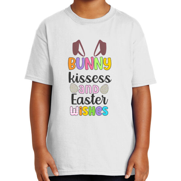 Happy Easter Vibes|Bunny Squad|Vintage Spring Rabbit & Eggs|Short Sleeve Cotton Tee for Youth Thumbnail