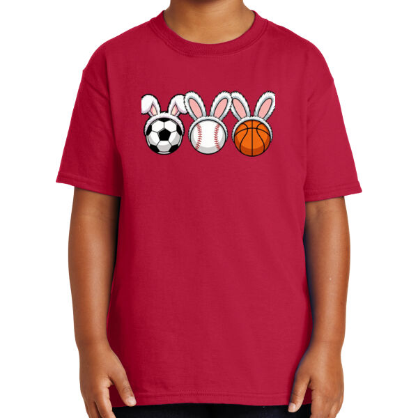 Happy Easter Vibes|Bunny Squad|Vintage Spring Rabbit & Eggs|Short Sleeve Cotton Tee for Youth Thumbnail