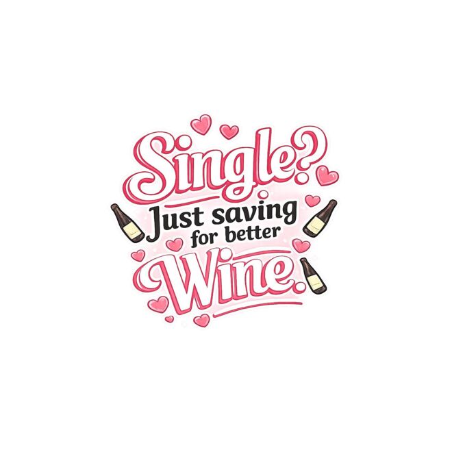 Funny Valentine Status - Single? Just Saving for Better Wine Clipart Thumbnail