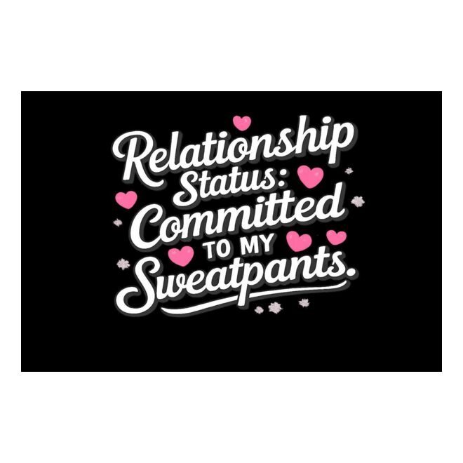 Funny Valentine Status - Relationship Status: Committed to my Sweatpants Clipart Thumbnail